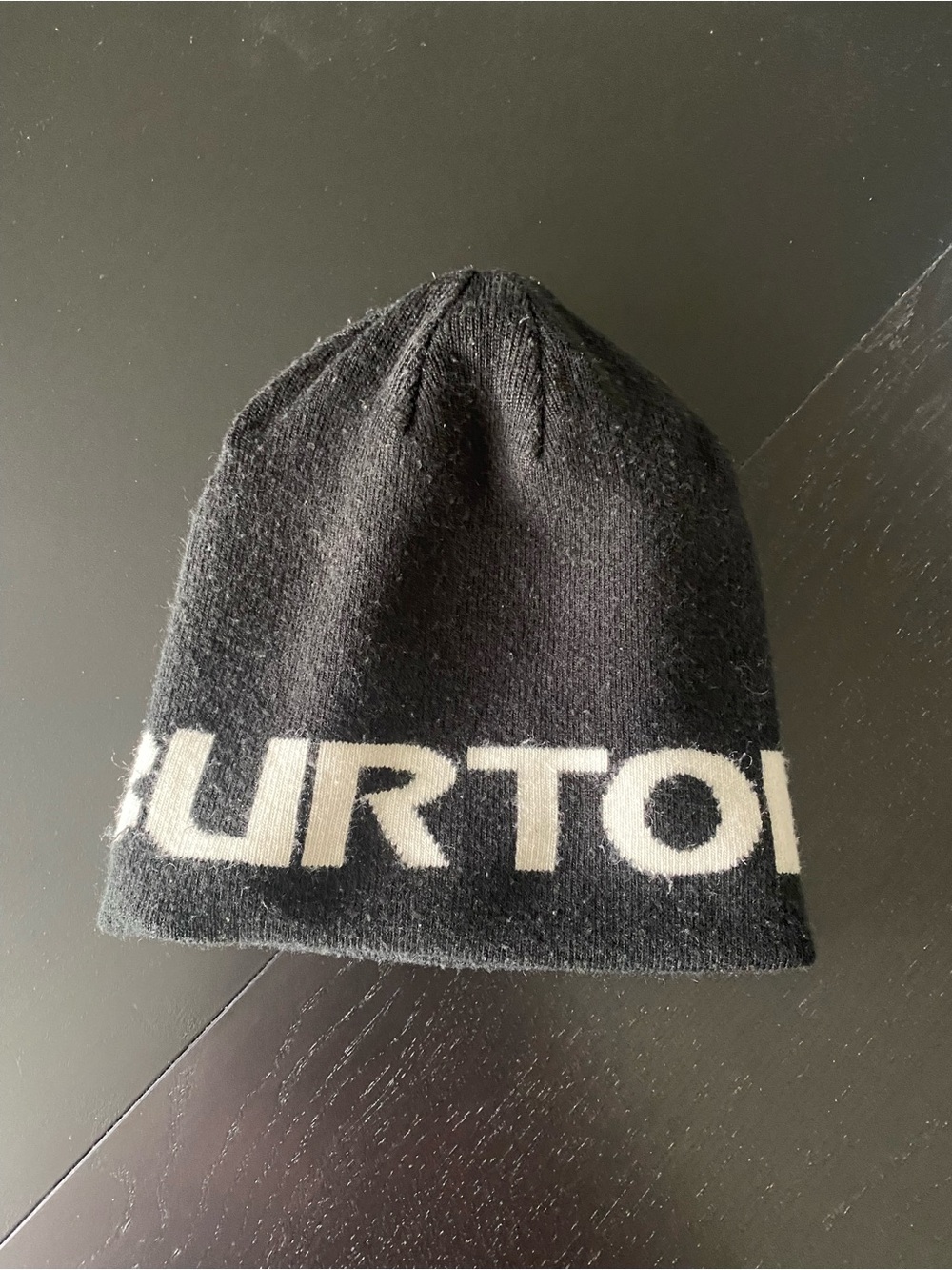 Adult Burton black beanie with white cuff logo